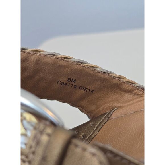 BOC Born Wedge Sandals 8M Gold Silver Slip On Comfort Slides Cork Heel Shoes - Picture 7 of 7